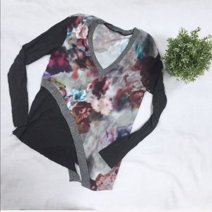 Zara B&W Collection Printed V-Neck Top